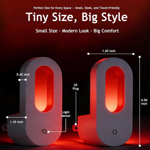 670nm 0.3W (2 Packs) Red Light Night Light for Sleep, to Promote Melatonin, Auto On/Off Dusk to Dawn Sensor, Ultra Soft