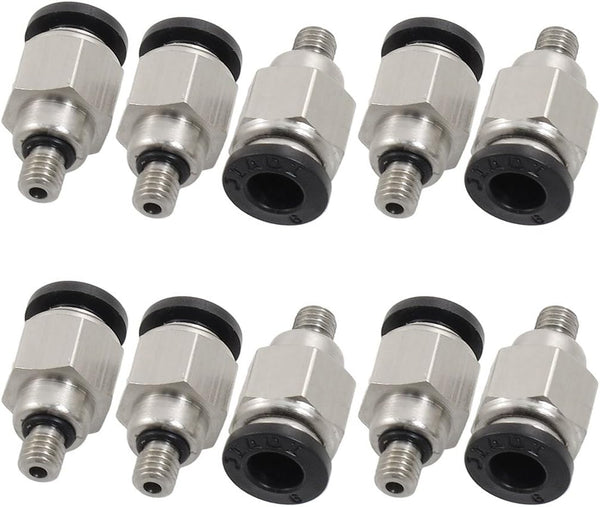 uxcell 10 Pcs M5 Male Thread 6mm Quick Fittings, Push In Joint Pneumatic Connector