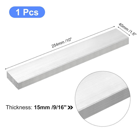 uxcell Square Aluminum Flat Bar, 9/16" Thick, 1.6" Width, 10" Length, 6061 Aluminum Flat Plate for Industrial Building