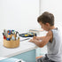 SOUJOY Bamboo Pen Holder Organizer, 360° Rotating Art Supply Caddy with 11 Compartments, Holds 200+ Pencils, Office Box