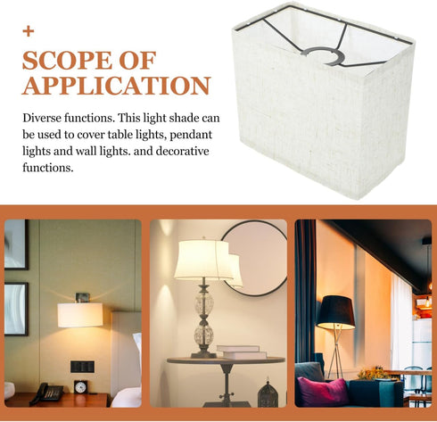 Generic Linen Lampshade Cordless Table Lamp Shade Square Lampshades for Table Lamps Linen Rectangular Lamp Shade