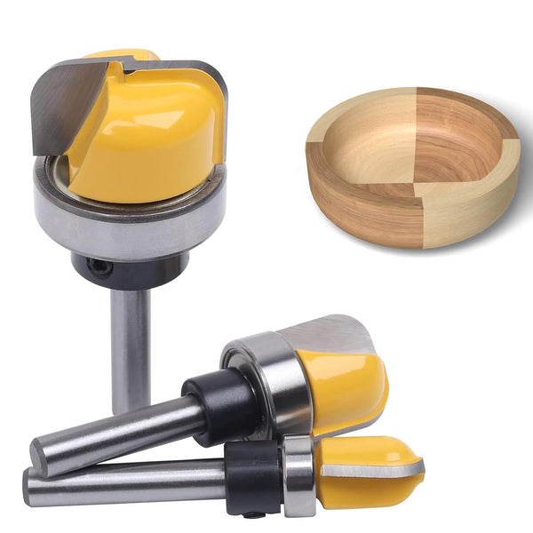 Dish Carving Router Bits, 3Pcs 1/4 Inch Shank Bowl and Tray Template Router Bit Set for Woodworkers
