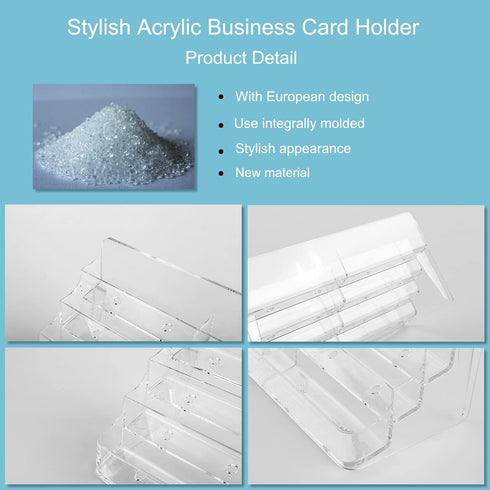 Business Card Holder, 8 Pocket Acrylic Stand for Desk, Clear Business Card Display for Home and Office, 4 PCS