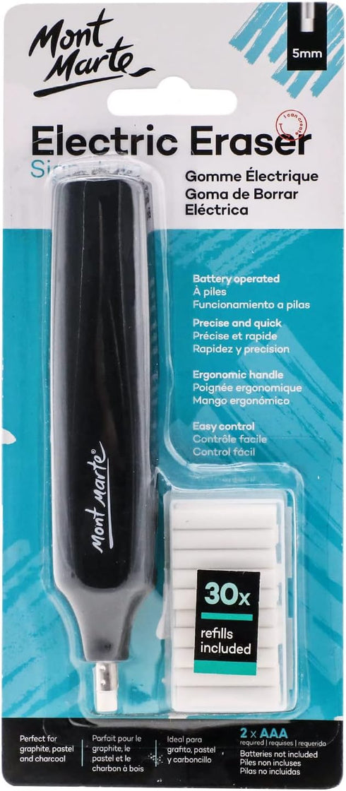 Mont Marte Electric Eraser, Includes 30 Eraser Refills for Graphite and Color Pencils