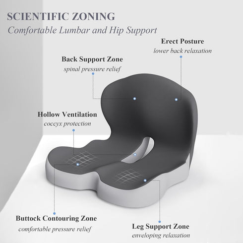 Generic Orthopedic Cushion for Improves Sitting Posture Ergonomic Memory Foam Seat Cushions with Lumbar Support Pillow