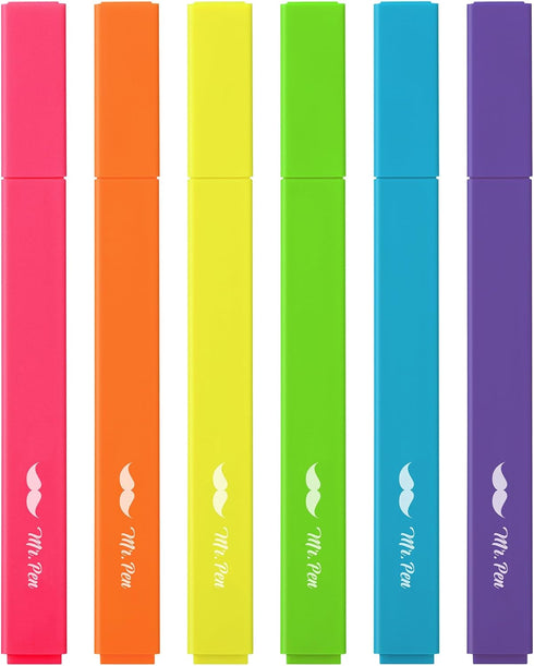 Mr. Pen Aesthetic Highlighters, 6pcs, Vibrant Colors, No Bleed Cute Highlighters for Bible Pages