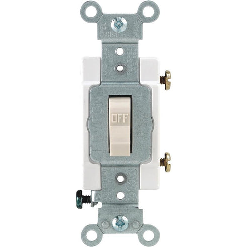 Leviton Toggle Switch Single Pole Residential 20 Amp 120 V Light Almond