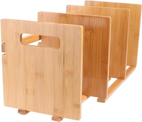 NUOBESTY Bamboo Extension Book Rack - Bamboo Desktop Organizer, Expandable Book Shelves Storage Rack (Wood Color)