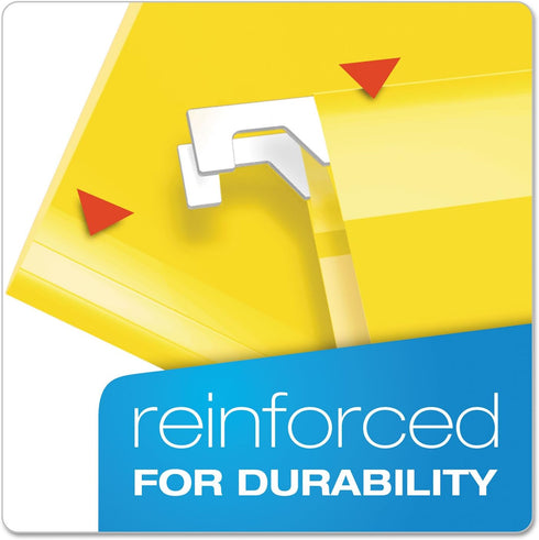 Pendaflex Extra Capacity Reinforced Hanging Folders - Legal Size, Yellow, 2", 25/BX
