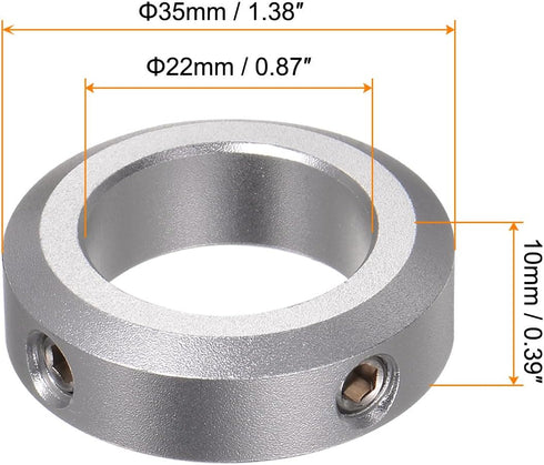 HARFINGTON 2pcs Shaft Collar Set Screw Aluminum Alloy 22mm Bore for Wheel Barrow Axle