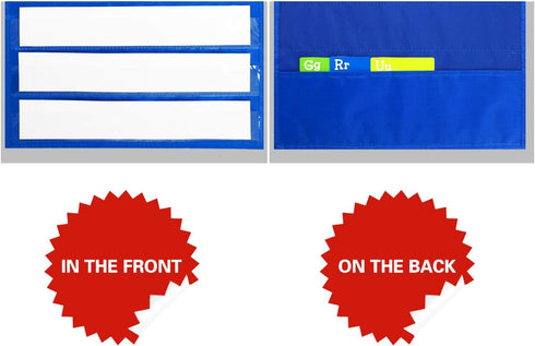 Magnetic Pocket Chart with 10 Dry Erase Cards for Standards, Daily Schedule, Activities, Class Demonstrations (Blue)
