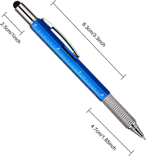 Zhanmai 8 Pcs Gift Pen for Men 6 in 1 Multitool Tech Tool Pen Screwdriver Pen with Ruler, Levelgauge, Ballpoint Pen, Pen Refills (Red, Green, Blue, Gray) by Zhanmai