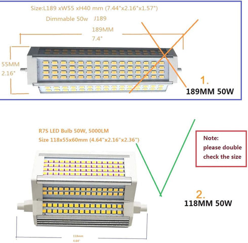 R7S 50W Dimmable LED Bulb, 6000K Cool White, Double Ended J118 4.64" LED Floodlight, 5000LM Equivalent, 200 Degree