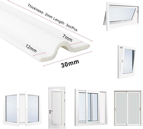118 Inch Window Draft Stopper Foam Seal Strip Self Adhesive, Window Insulation Tape and Door Side Weather Stripping Soundproof, Door Bottom Sweep Noise Gap Blocker (White, T shape) by cuysfead