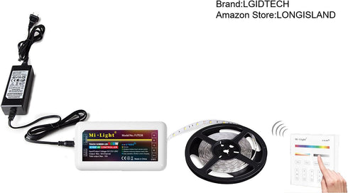B3 4 Bulb,Strip FUT037 FUT038 LGIDTECH Wireless Zones RGB/RGBW Wall Mounted Smart Panel Controller Powered by AAA