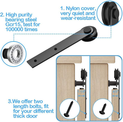 4FT ZEKOO Super Mini Sliding Barn Door Hardware Kit for Single Door Cabinet, Small Barn Door Hardware Track Kit for TV