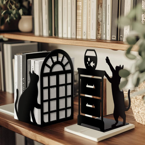 5.5"x4.3"x8.3" 1 Peacoblue Metal Bookends for Shelves, Modern Decorative Heavy Duty Study Book Support Stoppers