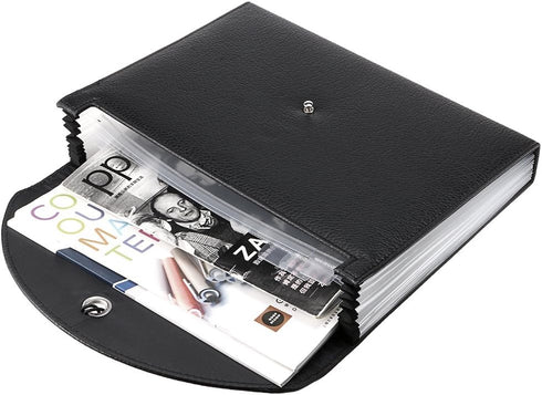 BTSKY PU Leather Expanding File Folders - 13 Pockets A4 Letter Size Accordion Business Document Organizer with