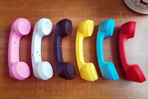 Wireless Retro Telephone Handset and Radiation-Proof Headset Receivers for Mobile Phone, Comfortable Call, Pink