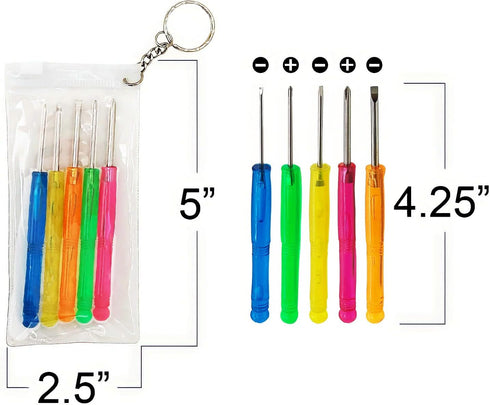 ArtCreativity 5 PC Mini Screwdriver Keychain Set, Pack of 12 with Portable Pouch, Birthday Party Favors