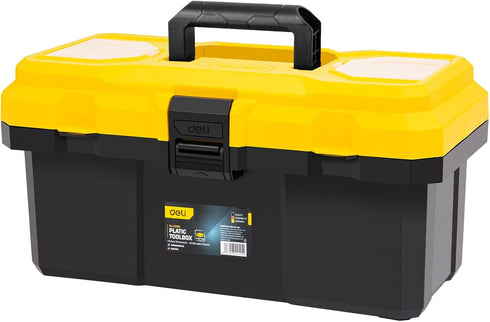 14 Inch Tool Box with Lock, 2-Layer Heavy-Duty Organizer with Removable Tray,