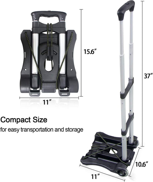 110-lbs Sutekus Folding Hand Truck and Dolly Lightweight Portable Luggage Cart for School Travel Office Moving (Black)