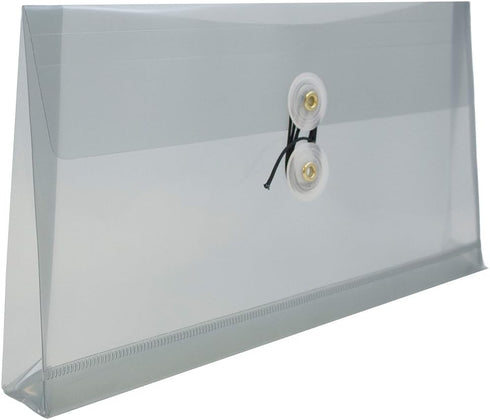 JAM PAPER Plastic Envelopes with Button & String Tie Closure, #10 Business Booklet, Smoke Gray, 12 Pack