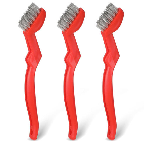 Sibba 3-Pack Heavy-Duty Stainless Steel Wire Brushes 7" Curved Handle Welding Slag, Rust