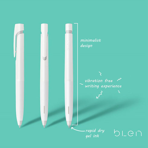 Zebra Pen bLen Retractable Gel Pen, White Barrel, Medium Point, 0.7mm, Blue Ink, 2-Count (41422)