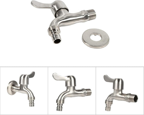 Wash Machine Tap, Garden Tap 304 Stainless Steel Outside Wall Mounted Water Faucet Adapter for Laundry Bathroom Washing, Sink Bathtub spouts (Washing Machine Faucet (Tsim Tsui)) by YWBL-WH