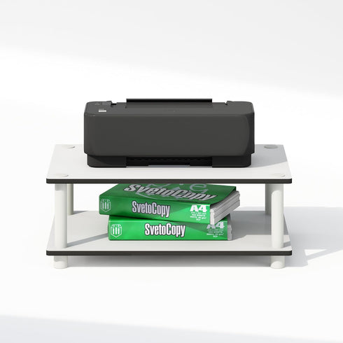 Furinno Just 2-Tier Toolless Multipurpose Printer Stand, Display Storage Shelf, White w/White Tube