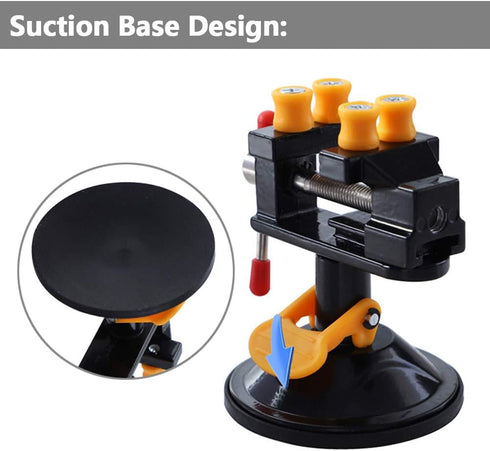 Yakamoz Universal Mini Suction Vise Clamp 360 Degrees Drill Press Vise Table Bench Vice for DIY Jewelry