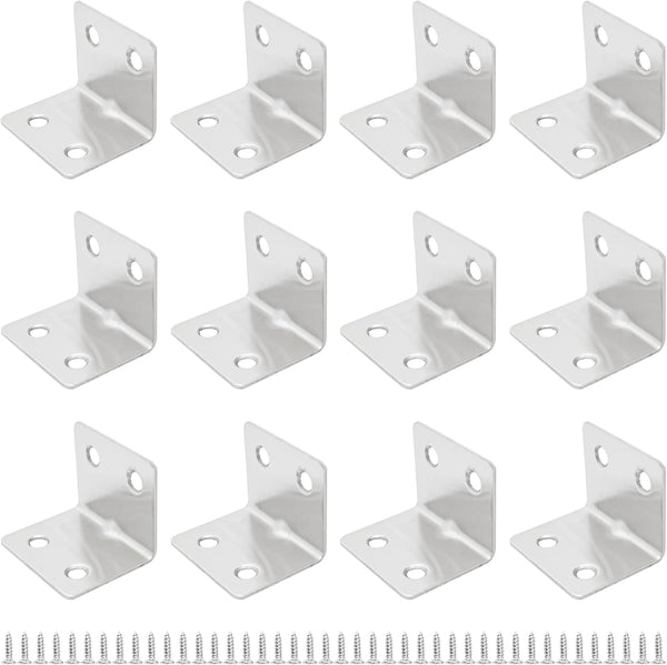bociloy 12PCS 38x30x30mm Stainless Steel Corner Braces, 90 Degree L-Shaped Support Brackets, 4