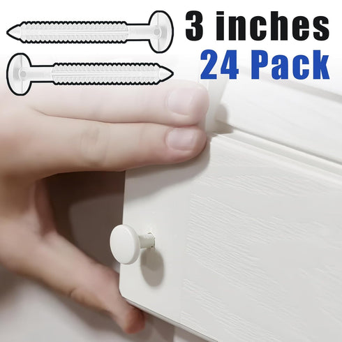 SunDiss 24 3 Inch Pcs Vinyl Shutter Fastener Window Panel Peg Lok Pin Pegs Screws Shutter Spikes Anchor for Installing