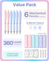 Four Candies Pastel Mechanical Pencil Set - 6PCS 0.5 mm & 0.7mm Pencils with 360PCS HB #2 Lead Refills for Students