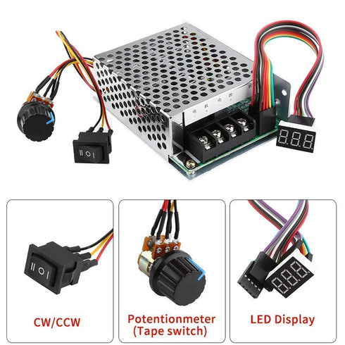 PWM DC Motor Speed Controller, 10-55V 12V 24V 36V 48V 60A Reversible Switch Set for Brush Motor Tools