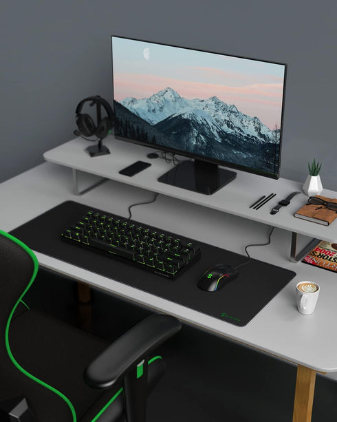 Black Shark Gaming Mouse Pad Desk Mat, 31.5” x 11.8” x 0.15”, Superfine Fiber Surface, Non-Slip Rubber Base for Gamers