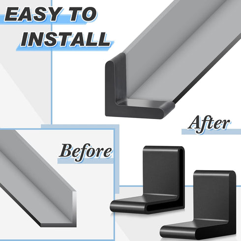 8 1.5 Inch Pcs Bed Frame End Caps - Rubber Angle Iron Caps L Shape Cover Feet - Black Corner Guard Anti Slip Furniture