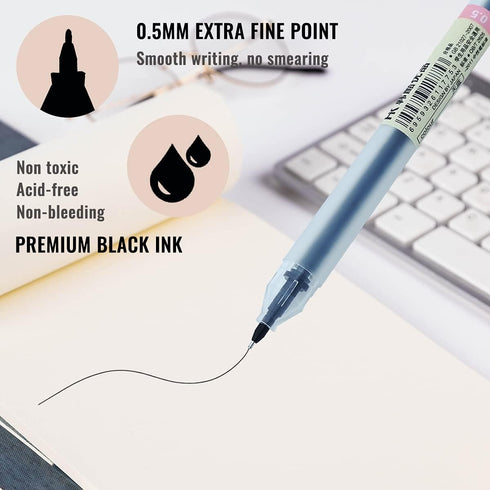 Gel Pens 12 Count, Black Ink, Fine Point Ball Point Pens, 0.5 mm Ink Pen for Office School Supplies