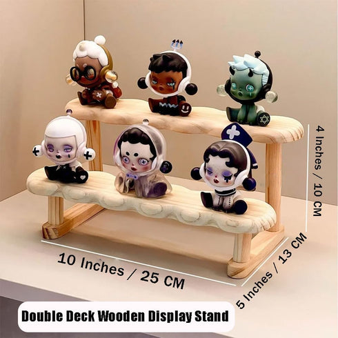 OULIGET Double Deck Wooden Display Riser Stand, Minifigures Doll Model Organizer Stand,Small Plant Perfume Jewelry