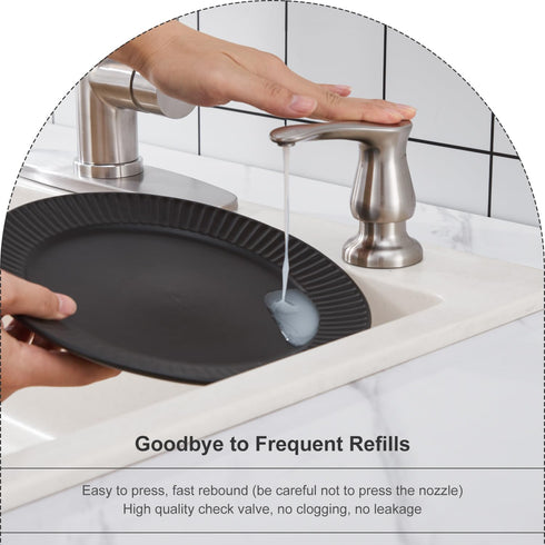 40" GAGALIFE Kitchen Sink Soap Dispenser Brushed Nickel, Under Sink Soap Dispenser with Silicone Extension Tube Kit,Say