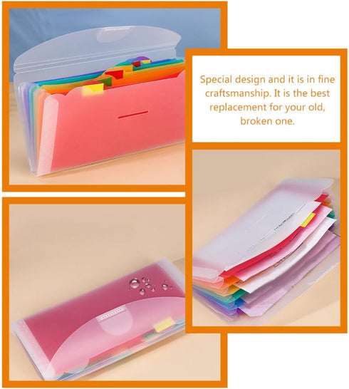 KALLORY Small Accordion File Folder, Mini Expanding File Holder, 7 Pockets Document Organizer with Tabs for Classroom