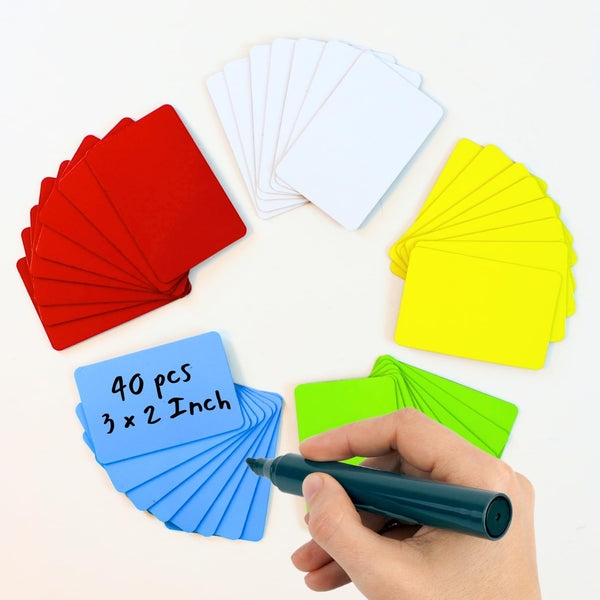 Availey 40 Pieces Magnetic Dry Erase Labels, 3 x 2" Reusable Strips for Classroom Home Office, Writable Cards