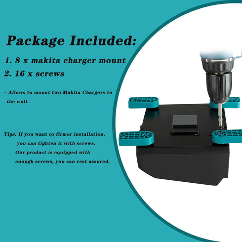 2 Pack Makita Charger Holder, Charger Mount for DC18RC DC18RD DC18RA DC18RF DC18SC DCB18SD DC18SF Chargers