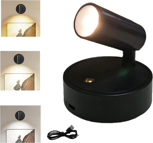 Yinhamnl Spot Lights Indoor, Rechargeable Plant Spotlight Indoor, 360 Rotate Wireless LED Uplighting,