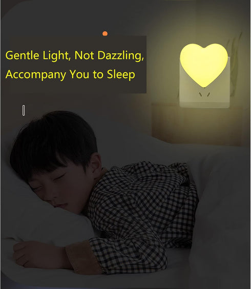 Cute Night Lights, Heart Shape Nursery Nightlight with Light Sensors, Auto Dusk to Dawn Sensor, Soft Warm White, Ideal