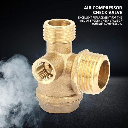 Air Compressor Check Valve, 3-Way Brass Male Threaded Air Compressor Check Valve Tube