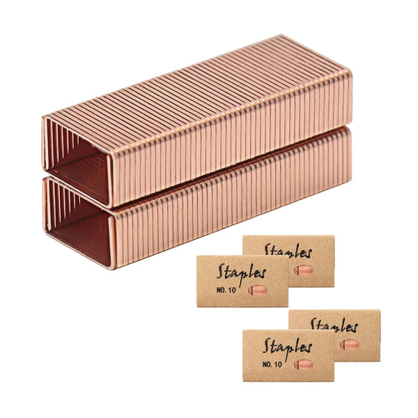 Rose Gold #10 Staples, 4 Packs of 1000 Mini Colored Staples, Totaling 4000 Metallic Staples