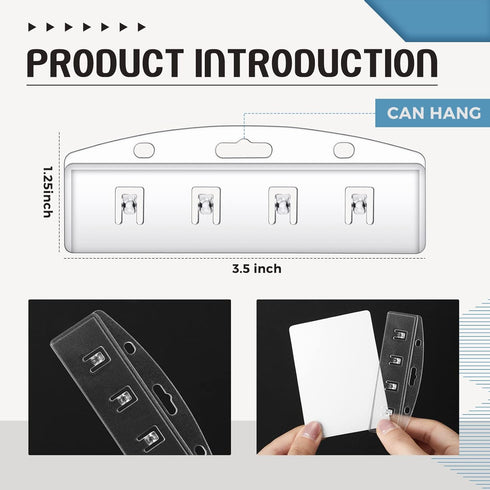 80 Pack Fuutreo Swipe Card Holder Horizontal Half Card ID Badge Holders with Grippers Hard Plastic Easy Access Rigid