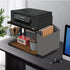 VEDECASA 2 Tier Rustic Brown Wooden Under Desk Printer Stand with Storage Bag, Mobile Printer Shelf Cart with Caster